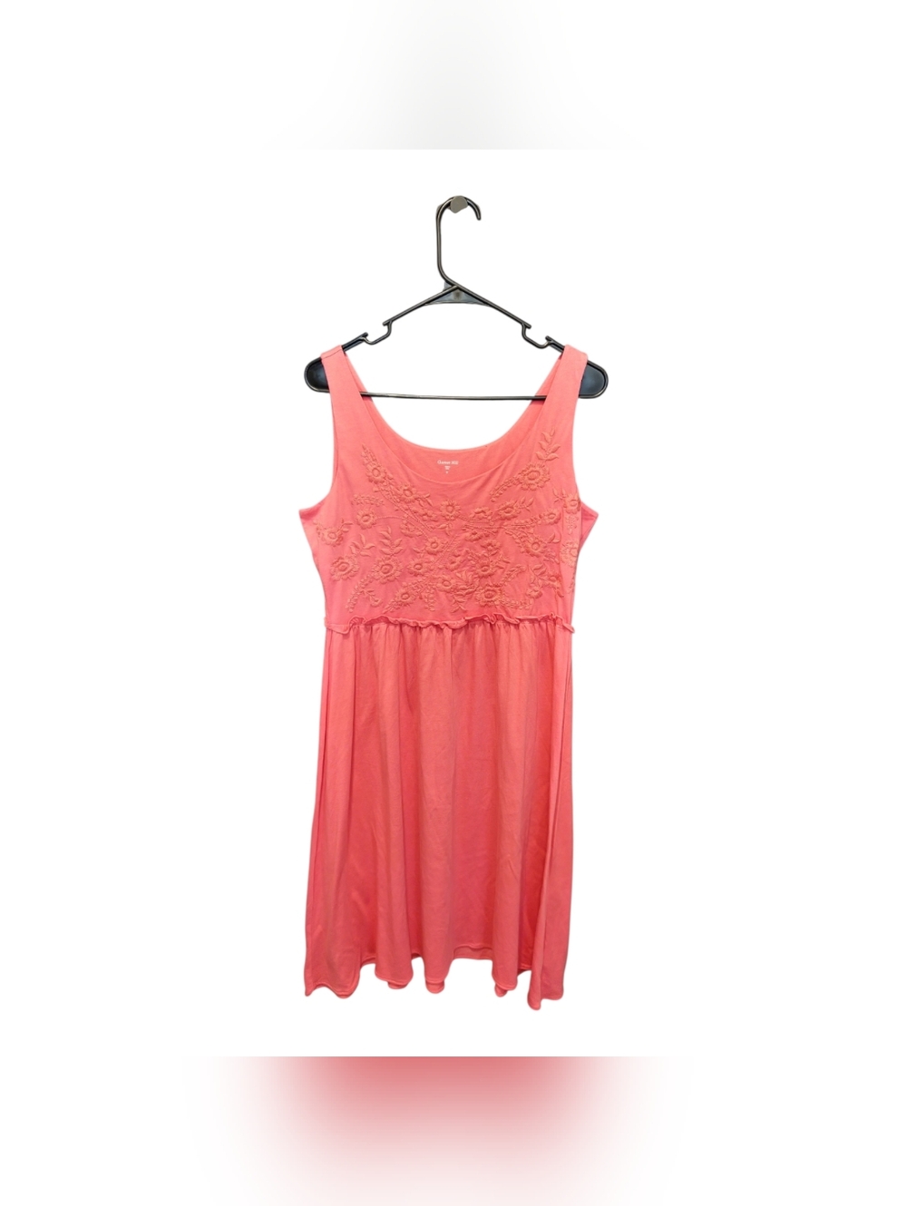 Garnet Hill Pink Floral Embroidered Boho Cottagecore Sun Dress Medium‎ Coastal